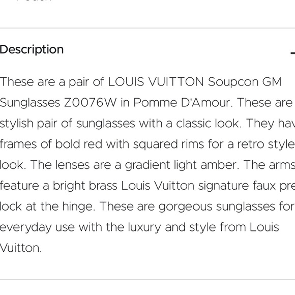 ❤️LOUIS VUITTON SOUPCON GM POMME D’AMOUR SUNGLASSES Z0076W - Picture 5 of 17